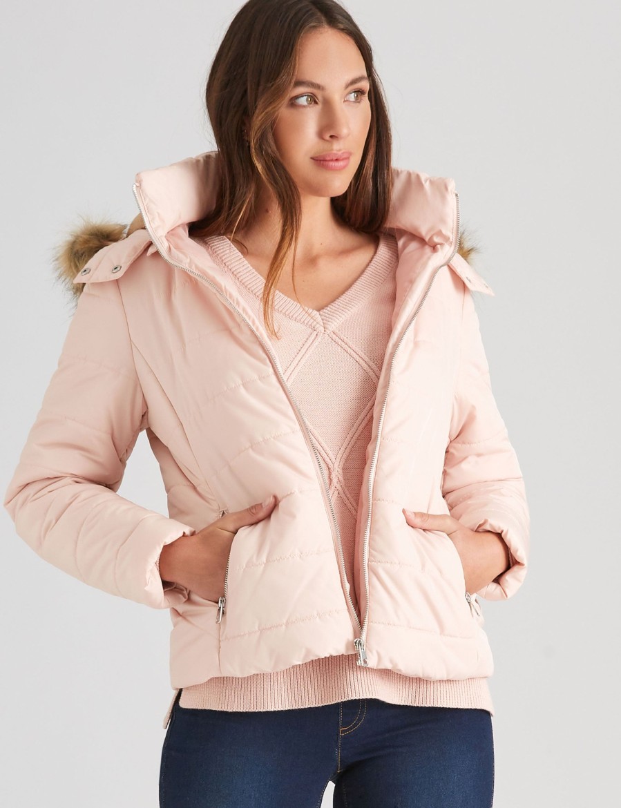 Clothing Katies Vests | Katies Short Puffer Jacket Blush