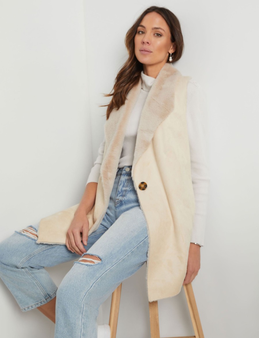 Clothing Katies Vests | Katies Sherpa Knit Back Vest Stone