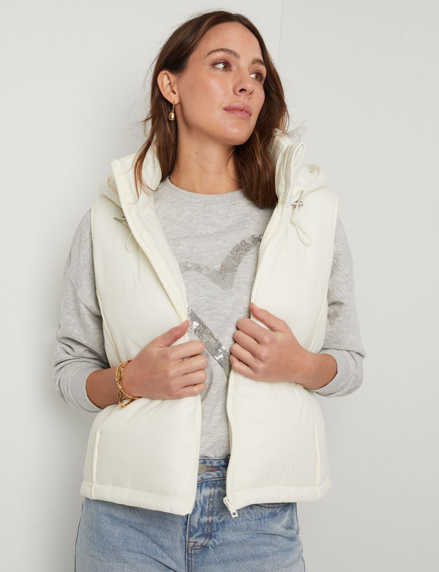 Clothing Katies Vests | Katies Short Puffer Vest Cream