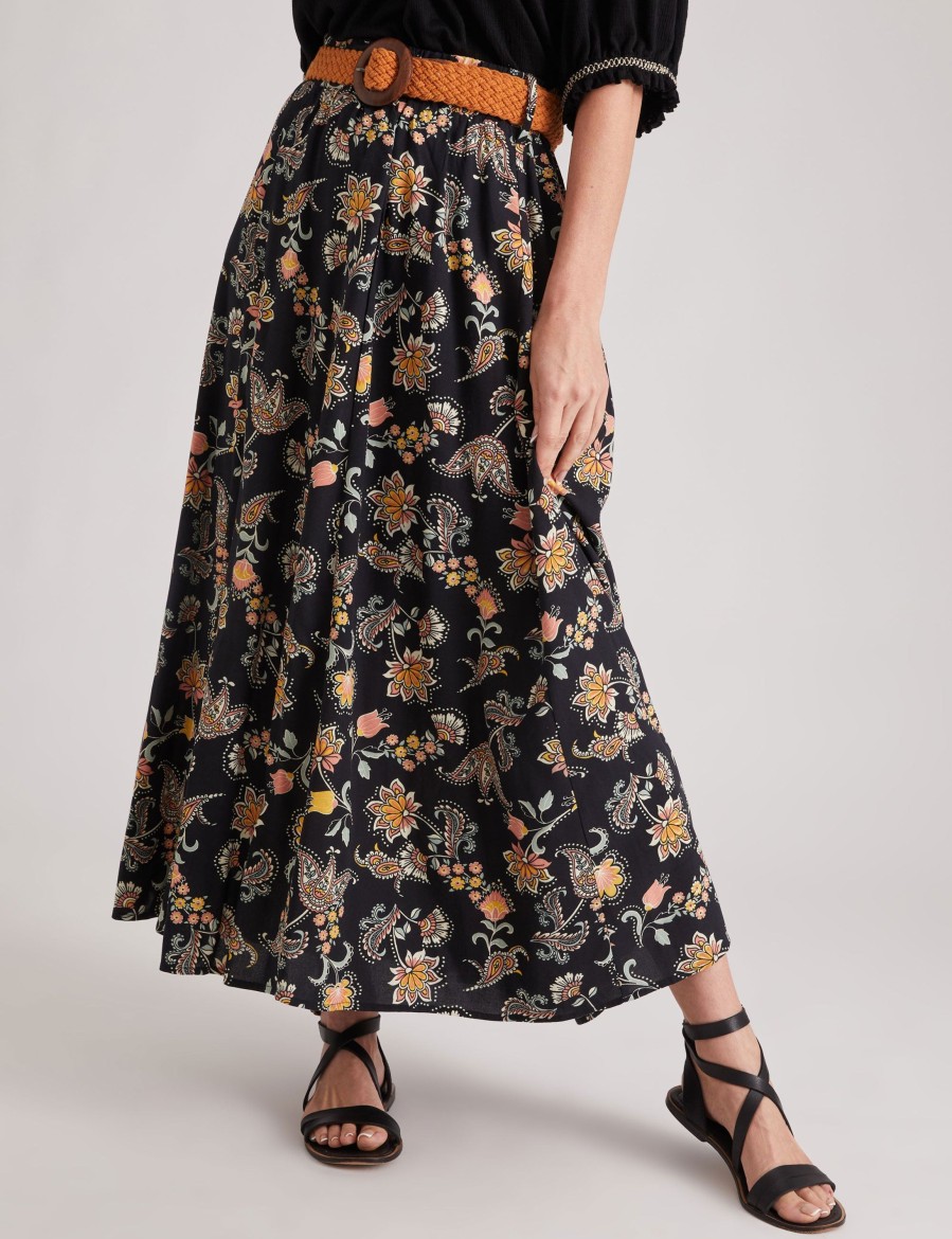 Clothing Millers Skirts | Millers Rayon Belted Maxi Skirt Multi Floral ...